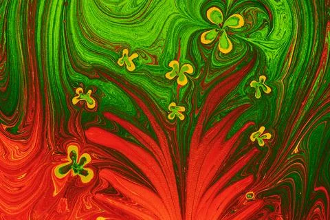 Ebru  marbling with floral patterns. Unique art  marbling  texture  backgroun Stock Illustration