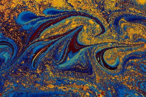 Ebru  marbling floral patterns.  . Unique art  Liquid marbling Photos