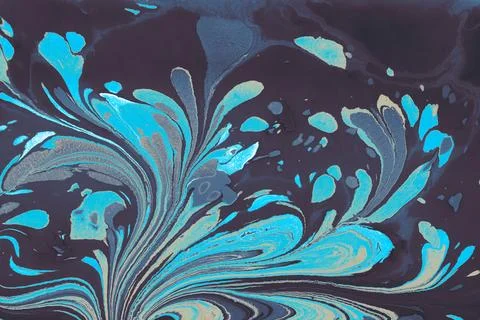 Ebru  marbling with floral patterns. Unique art  marbling  texture  backgroun Stock Photos