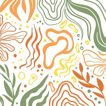 EBRU STYLE Flat Abstract Organic Shapes Vector Wallpaper Stock Illustration