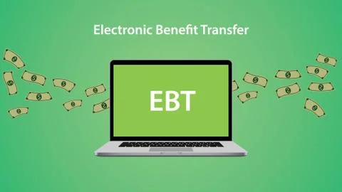 EBT - Electronic Benefit Transfer allows to issue benefits via a magnetically Stock Illustration