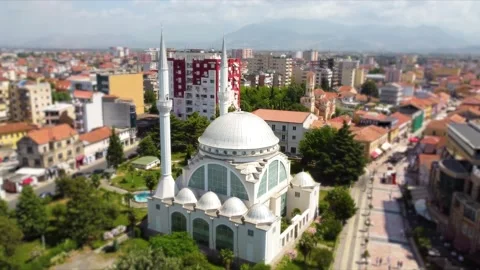 Ebu Beker Mosque in Shkod r City Stock Footage 157449068