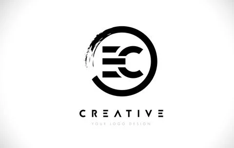 EC Circular Letter Logo with Circle Brush Design and White Background. Stock Illustration