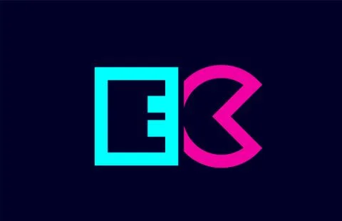 EC E C blue pink colorful alphabet alphabet letter logo combination design Stock Illustration