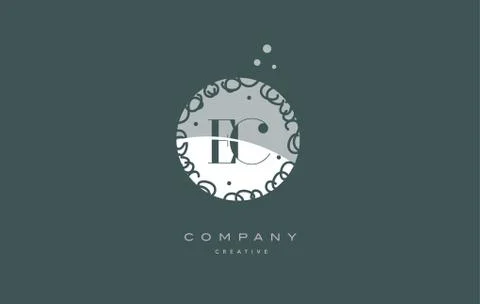 Ec e c  monogram floral green alphabet company letter logo Stock Illustration