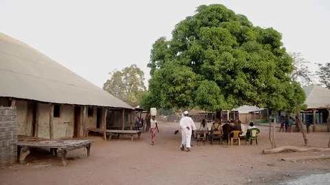 EC evaluator talking bad water conditions with village people - Africa Vidéo 81931327