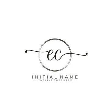 EC Initial handwriting logo with circle template vector Illustrazione stock