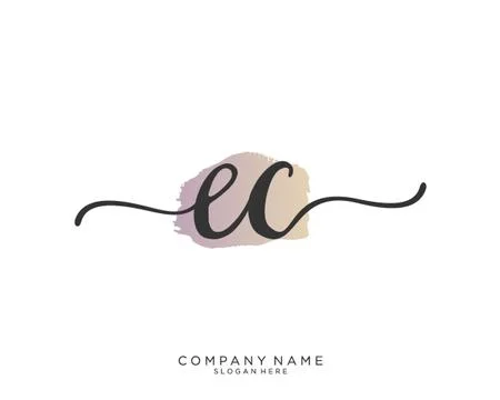EC Initial handwriting logo design Stock Illustration