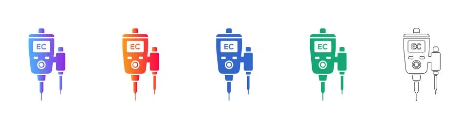 EC Meter Water Testing Device Icon Set Stockillustratie