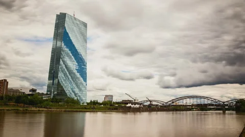 ECB Frankfurt Timelapse 스톡 동영상 63616021