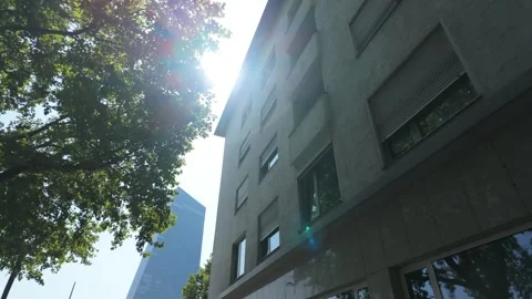 ECB Headquarters Sunlight Pan, Aug 14, 2025 Frankfurt am Main Video stock 319374380