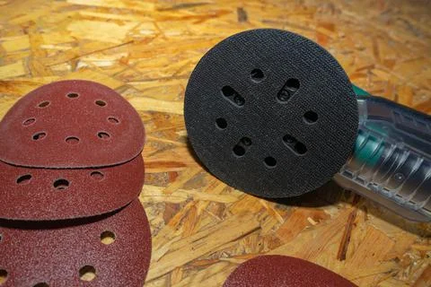 Eccentric orbital sander, grinder machine for wood and grinding wheels Stock Photos