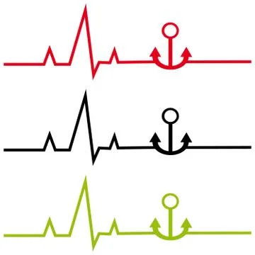 ECG with anchor on white background Stock Illustration