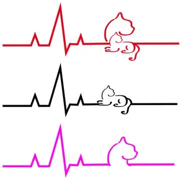 ECG with cat on white background Stock Illustration