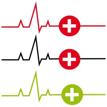 ECG with cross on white background Stock Illustration