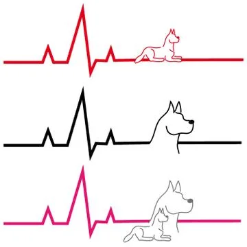 ECG with dog on white background Stock Illustration
