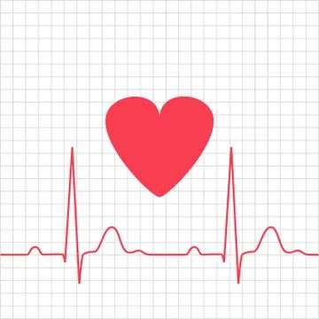 ECG - electrocardiogram with heart on grid Stock-Illustration