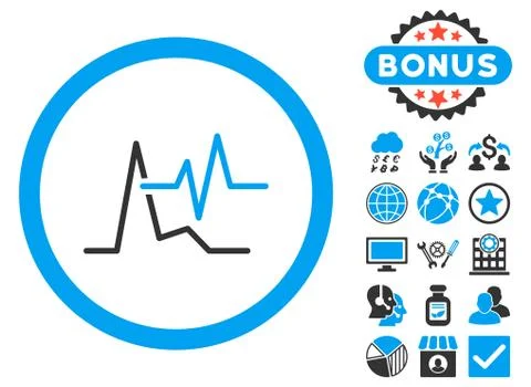 ECG Flat Vector Icon with Bonus Stock Illustration