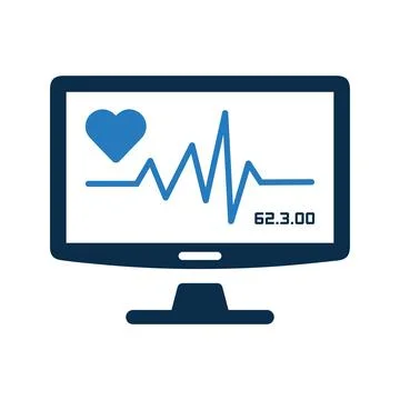 Ecg, flatlining, heart icon. Stock Illustration