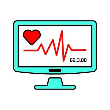 Ecg, flatlining, heart icon. Stock Illustration