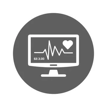 Ecg, flatlining, heart icon. Stock Illustration