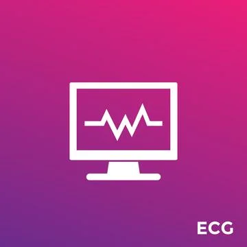 Ecg, heart diagnostics vector icon Stock Illustration