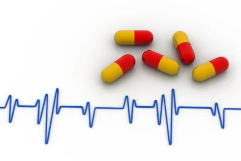 Ecg line with capsule Free Stock Illustration