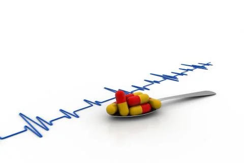 Ecg line with tablets Stock Illustration
