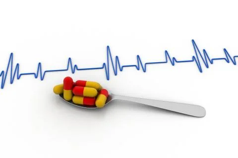 Ecg line with tablets Stock Illustration
