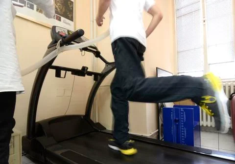 ECG man during exercise Stock Photos