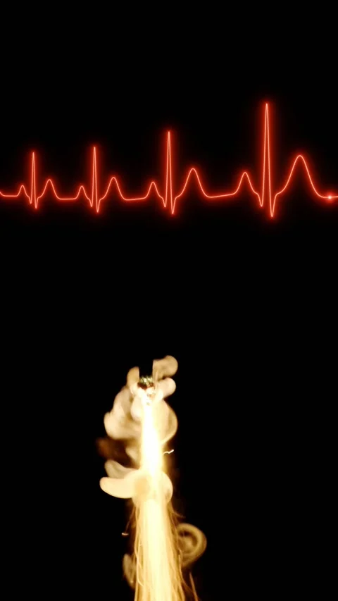 ECG neon vertical red fuse burn danger 스톡 동영상 345125508