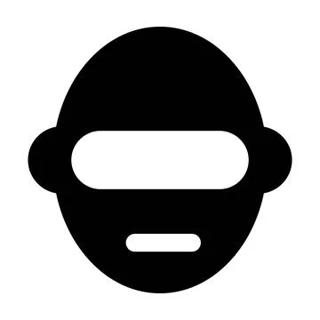 Ech Bot Head Icon  Minimal Solid Black Robot Face Mascot 스톡 일러스트