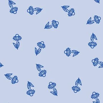 Echinacea ayurvedic herb line vector seamless pattern イラスト素材
