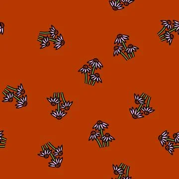 Echinacea ayurvedic herb vector seamless pattern イラスト素材