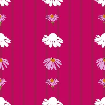 Echinacea floral design vector seamless pattern background Stock Illustration
