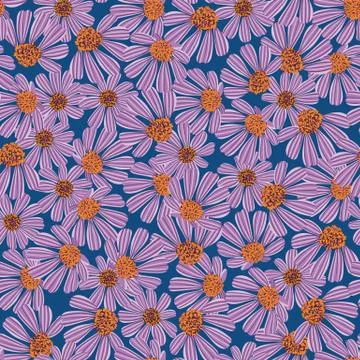 Echinacea flowers seamless vector pattern Illustrazione stock
