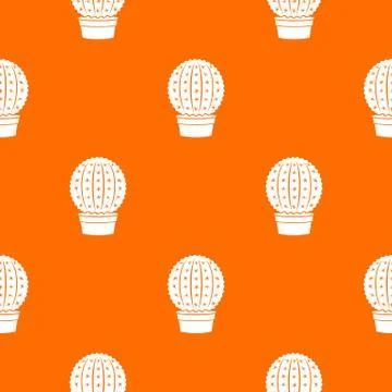 Echinocactus pattern vector orange 스톡 일러스트