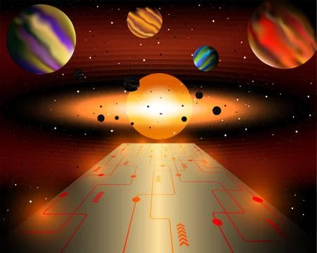 Echnology is the path to the universe and the future. Stock Illustration