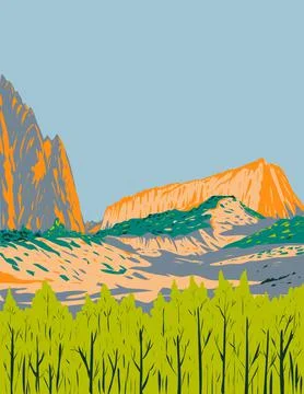 Echo Canyon State Park Located East of Pioche Nevada USA WPA Poster Art. Illustrazione stock