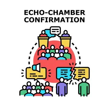 Echo chamber communication fostering message confirmation bias イラスト素材