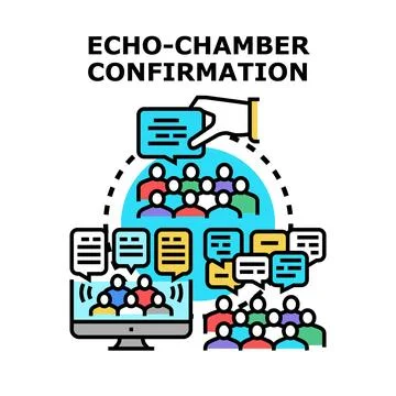 Echo chamber confirmation bias concept illustrating groupthink Stock Illustration