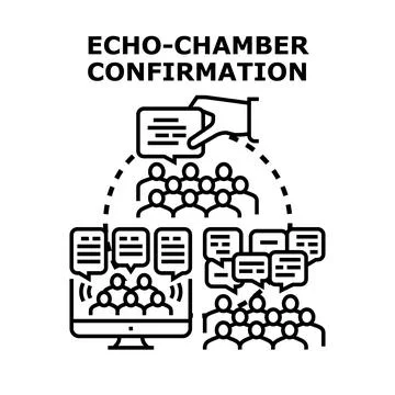 Echo chamber confirmation bias concept illustrating groupthink Stock Illustration