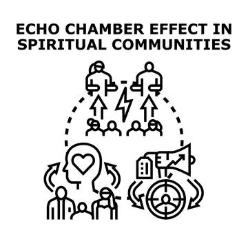Echo chamber effect in spiritual community members Stock Illustration