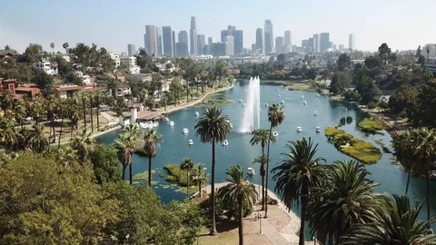 Echo Park Aerial Stock Footage 126806569