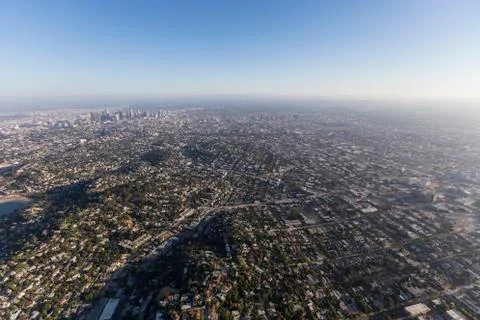 Echo Park and Downtown Los Angeles Aerial Stock Photos