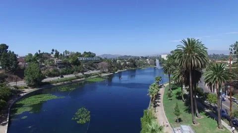 Echo park flyover drone Stock Footage 55276425