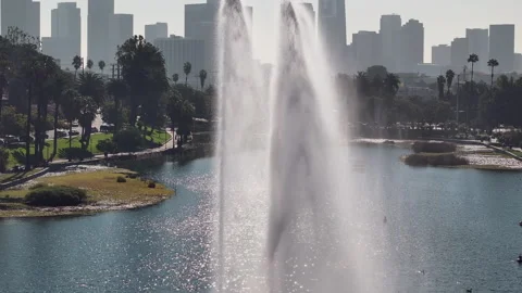 Echo Park Fountain Stock Footage 263079324