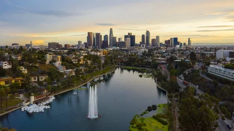 Echo Park Hyperlapse Sunset Stock Footage 120260519