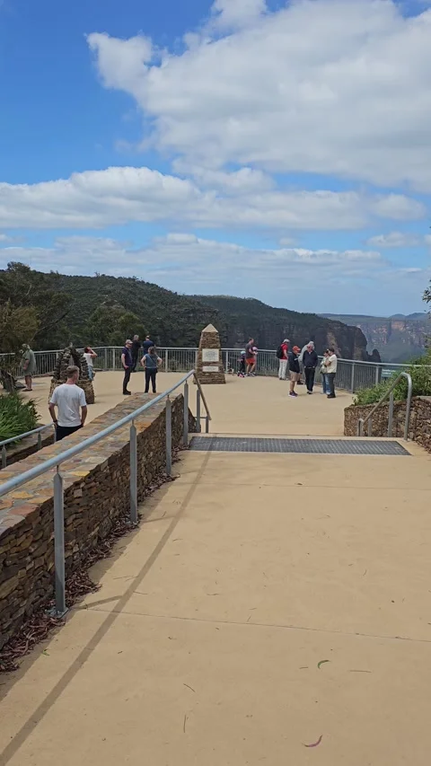 Echo Point lookout Blue Mountains, Australia Vertical 4K Stock Footage 348254016