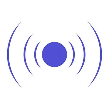 Echo sonar waves. Blue radar symbol on sea and ultrasonic signal reflection.  Stock Illustration